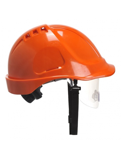 Portwest PW55 Retractable Visor Helmet - Orange Personal Protective Equipment 